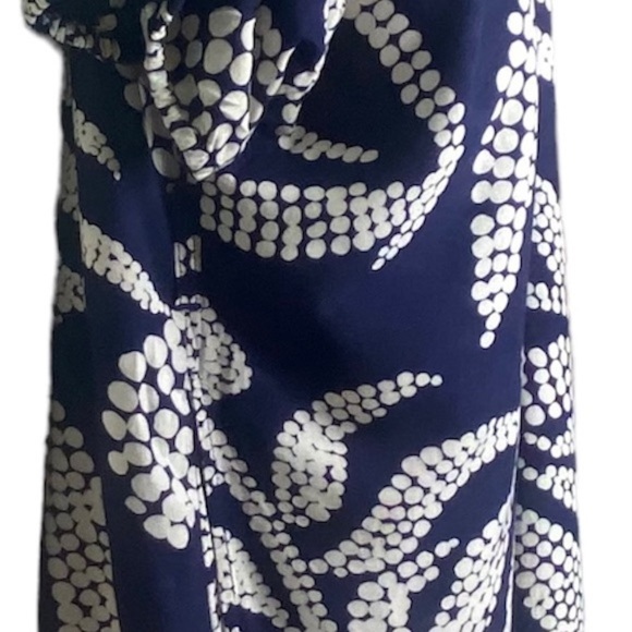 Mo Woman Abstract Print Casual Dress M Navy Blue White V-Neck Short Sleeves - Picture 6 of 14